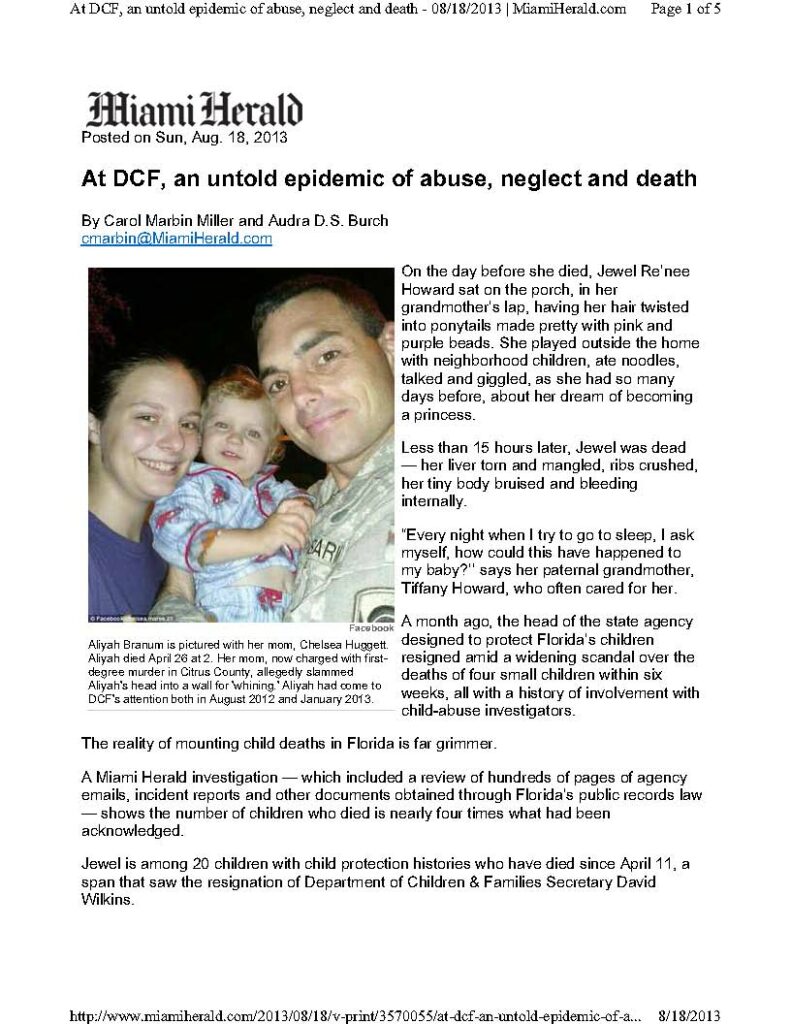 Article - At DCF and Untold Epidemic of Abuse Neglect and Death 8-18-13_Page_1